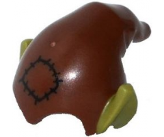 Minifigure, Headgear Hat, Elf Drooping with Pointed Ears with Reddish Brown Top and Patch Pattern