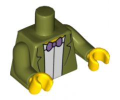 Torso Simpsons Jacket, White Shirt and Purple Bow Tie Pattern / Olive Green Arms / Yellow Hands