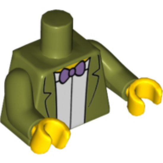 Torso Simpsons Jacket, White Shirt and Purple Bow Tie Pattern / Olive Green Arms / Yellow Hands