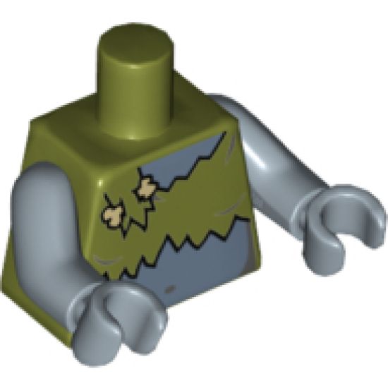 Torso Ragged Crop Top with Bone Clasp Pattern (Lady Cyclops) / Sand Blue Arms / Sand Blue Hands
