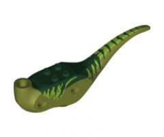 Animal, Body Part Dinosaur Middle Raptor with Dark Green Top with Lime Stripes on Sides Pattern