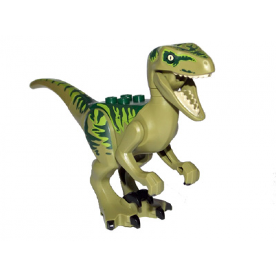 Animal, Dinosaur Raptor / Velociraptor with Dark Green Back, Lime Markings and Black Claws (Jurassic World Charlie)