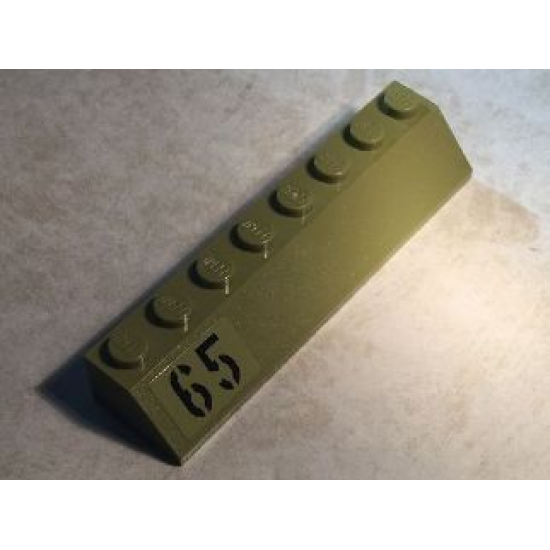 Slope 45 2 x 8 with Black '65' on Olive Green Background Pattern Model Right Side (Sticker) - Set 76017