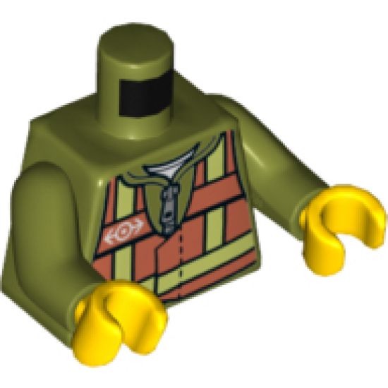 Torso Train, Safety Vest with Train Logo Pattern on Both Sides / Olive Green Arms / Yellow Hands