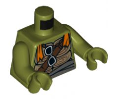 Torso Turtle Shell with Dark Brown Belts, Sunglasses and Orange Bandana Pattern / Olive Green Arms / Olive Green Hands