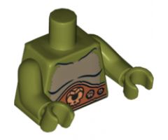 Torso Cyclops with Fur and Belt with Skull and Jewels Pattern / Olive Green Arms / Olive Green Hands