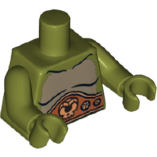 Torso Cyclops with Fur and Belt with Skull and Jewels Pattern / Olive Green Arms / Olive Green Hands