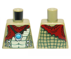 Torso Chima Crocodile Skin with Dark Red Tattered Cloth and Necklace with Dark Azure Round Jewel (Chi) Pattern