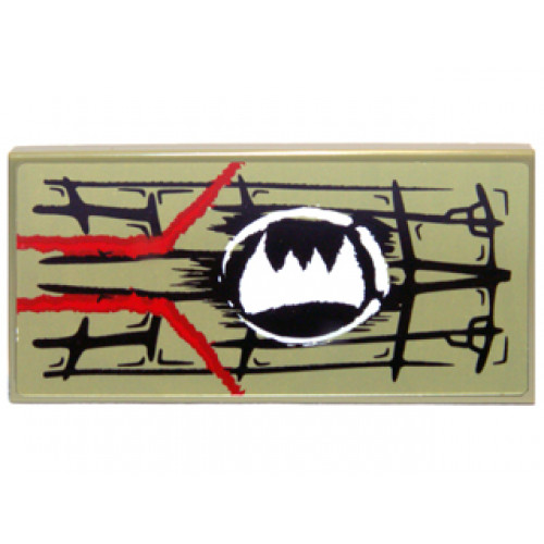 Tile 2 x 4 with Scales, White Fangs Symbol and Red Markings Pattern Model Left Side (Sticker) - Set 70006