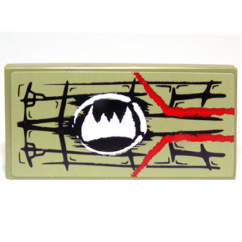 Tile 2 x 4 with Scales, White Fangs Symbol and Red Markings Pattern Model Right Side (Sticker) - Set 70006