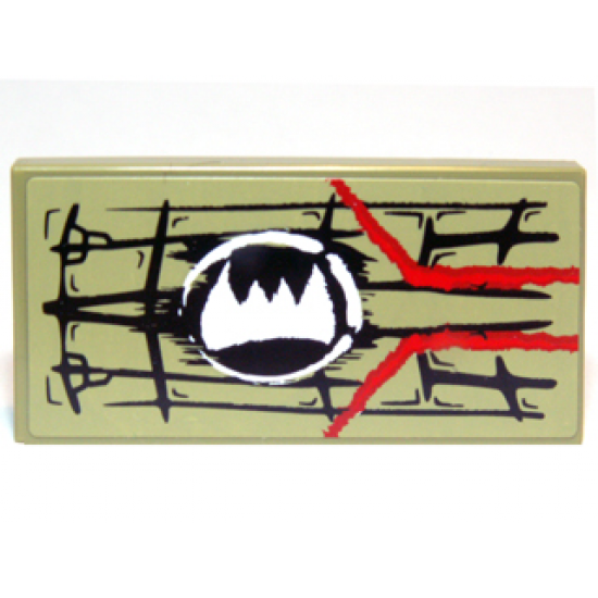 Tile 2 x 4 with Scales, White Fangs Symbol and Red Markings Pattern Model Right Side (Sticker) - Set 70006