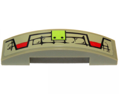 Slope, Curved 4 x 1 Double with Scales, Lime Button and Red Markings Pattern Model Left Side (Sticker) - Set 70006