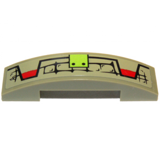 Slope, Curved 4 x 1 Double with Scales, Lime Button and Red Markings Pattern Model Left Side (Sticker) - Set 70006