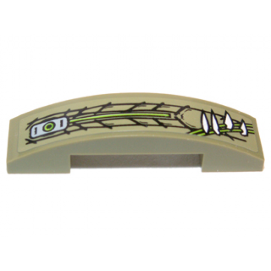 Slope, Curved 4 x 1 Double with Scales, Teeth and Lime Line Pattern Model Right Side (Sticker) - Set 70006