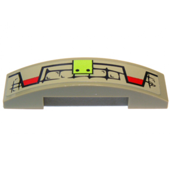 Slope, Curved 4 x 1 Double with Scales, Lime Button and Red Markings Pattern Model Right Side (Sticker) - Set 70006