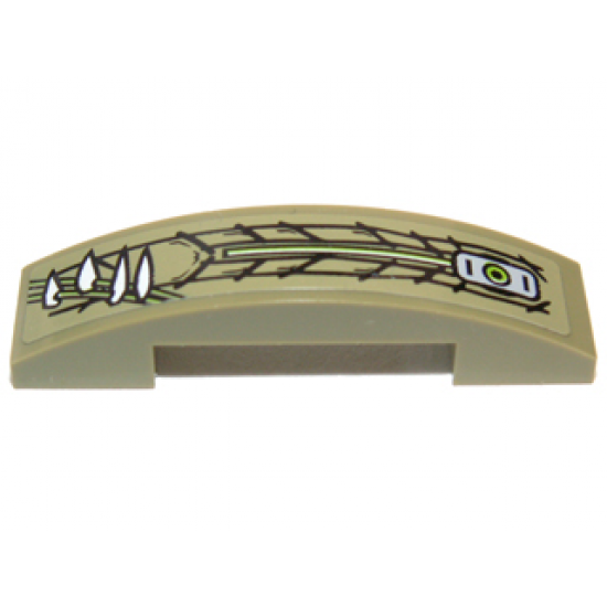 Slope, Curved 4 x 1 Double with Scales, Teeth and Lime Line Pattern Model Left Side (Sticker) - Set 70006