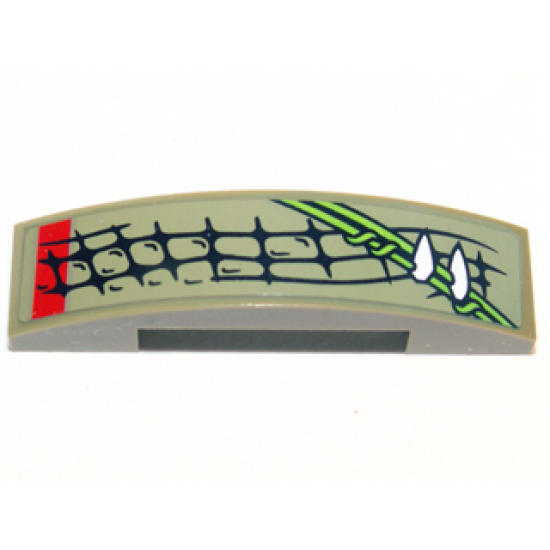 Slope, Curved 4 x 1 Double with Scales, Vines and Teeth Pattern Model Left Side (Sticker) - Set 70001