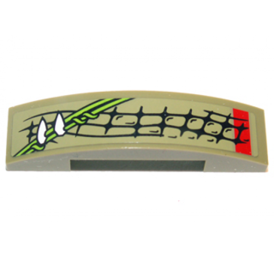 Slope, Curved 4 x 1 Double with Scales, Vines and Teeth Pattern Model Right Side (Sticker) - Set 70001