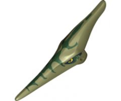 Animal, Body Part Dinosaur Head Pteranodon with Eyes and Dark Green Stripes Pattern