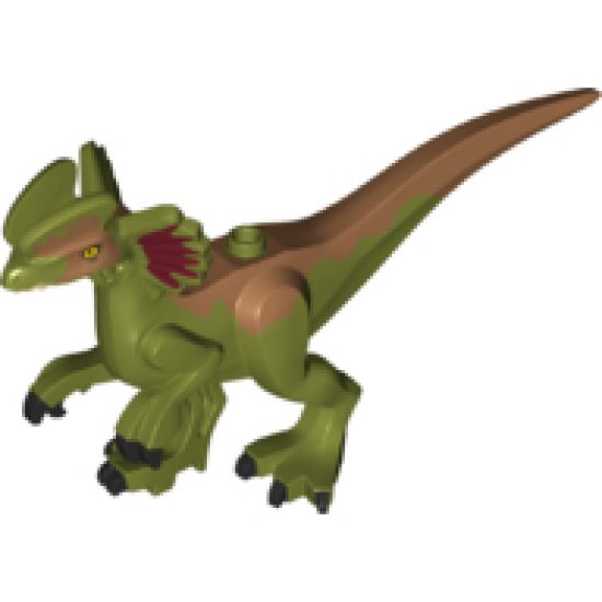 Animal, Body Part Dinosaur Middle Dilophosaurus with Rubbery Tail, Dark Red and Medium Nougat Markings Pattern