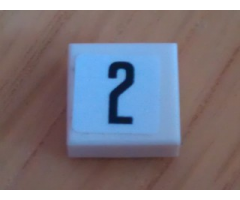 Tile 1 x 1 with Black Number 2 Narrow on White Background Pattern (Sticker) - Set 8135