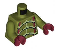 Torso Galaxy Squad Buggoid with Dark Red, Yellowish Green and Black Exoskeleton Pattern / Olive Green Arms / Dark Red Hands