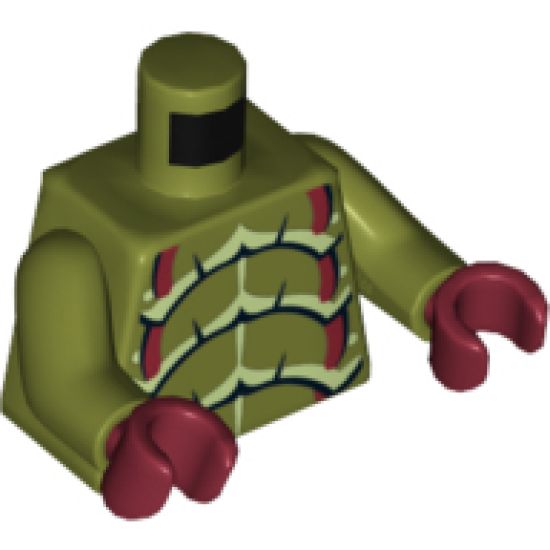 Torso Galaxy Squad Buggoid with Dark Red, Yellowish Green and Black Exoskeleton Pattern / Olive Green Arms / Dark Red Hands