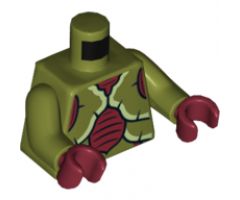 Torso Galaxy Squad Mosquitoid with Dark Red, Yellowish Green and Black Exoskeleton Pattern / Olive Green Arms / Dark Red Hands