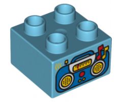 Duplo, Brick 2 x 2 with Boom Box Radio Pattern