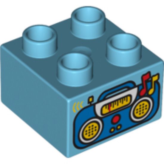 Duplo, Brick 2 x 2 with Boom Box Radio Pattern