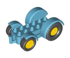 Duplo, Vehicle Car Base 2 x 6 Tractor with Mudguards and Yellow Wheels with Black Tires