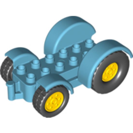 Duplo, Vehicle Car Base 2 x 6 Tractor with Mudguards and Yellow Wheels with Black Tires