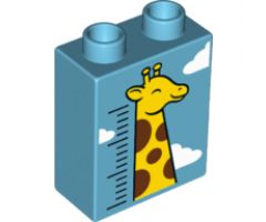 Duplo, Brick 1 x 2 x 2 with Giraffe Height Chart and Clouds Pattern