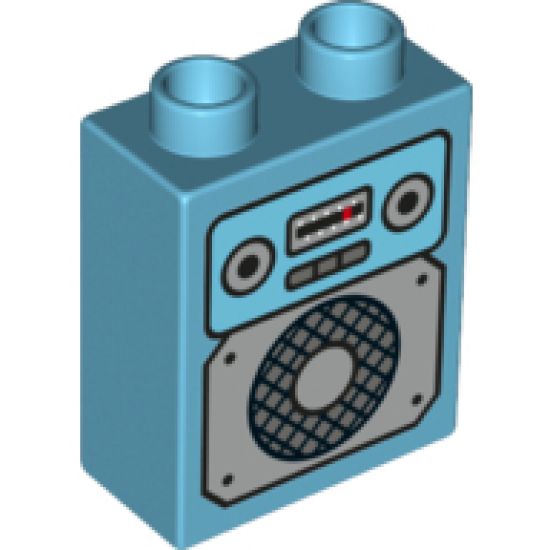Duplo, Brick 1 x 2 x 2 with Vintage Radio Pattern