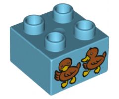 Duplo, Brick 2 x 2 with 2 Baby Ducks Pattern