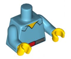 Torso Simpsons Shirt Open Collar with Dark Bluish Gray Belt with Red Buckle Pattern / Medium Azure Arms / Yellow Hands