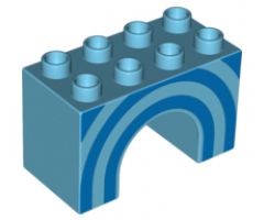 Duplo, Brick 2 x 4 x 2 Arch with Blue Half Circles Pattern