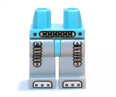 Hips and Light Bluish Gray Legs with Silver Mechanical Belt, Shock Absorbers and Feet Pattern