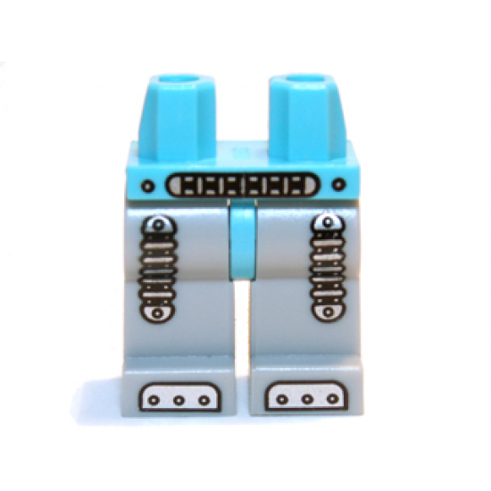 Hips and Light Bluish Gray Legs with Silver Mechanical Belt, Shock Absorbers and Feet Pattern