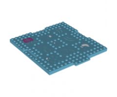 Brick, Modified 16 x 16 x 2/3 with 1 x 4 Indentations and 1 x 4 Plate with Paw Prints, Snow Patches and Magenta Throw Rug Pattern