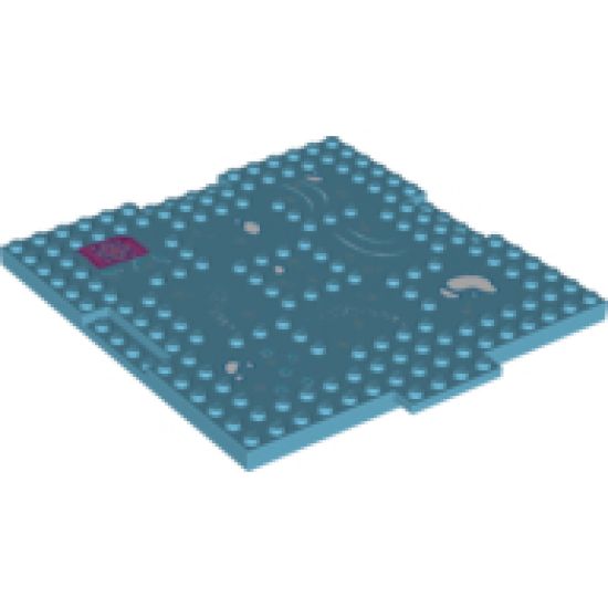 Brick, Modified 16 x 16 x 2/3 with 1 x 4 Indentations and 1 x 4 Plate with Paw Prints, Snow Patches and Magenta Throw Rug Pattern
