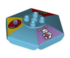 Duplo, Furniture Umbrella Top with Axle Hole (Patio Umbrella) with Bunny / Rabbit, Excavator and Beach Ball Pattern (10845)