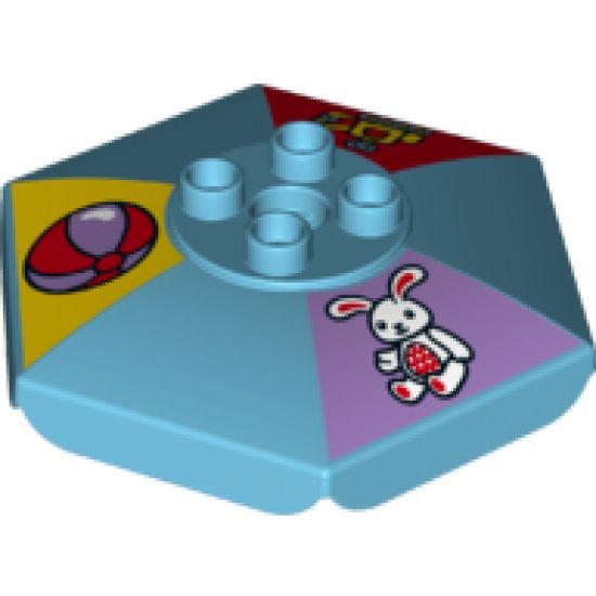 Duplo, Furniture Umbrella Top with Axle Hole (Patio Umbrella) with Bunny / Rabbit, Excavator and Beach Ball Pattern (10845)