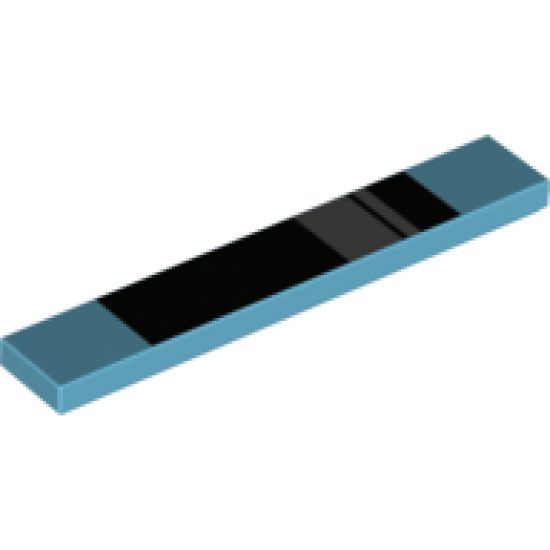 Tile 1 x 6 with Black Rectangle and Dark Bluish Gray Racing Stripes Pattern