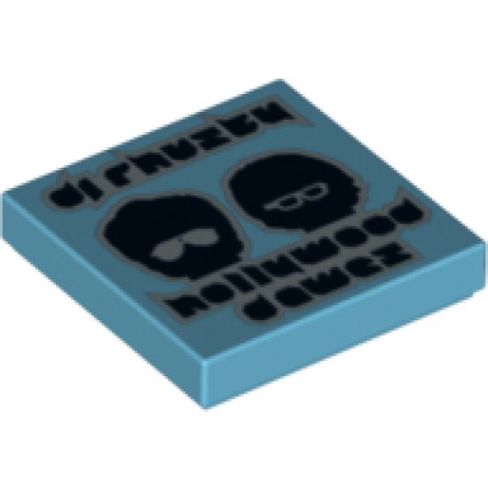 Tile 2 x 2 with 'dj rhusty', 'hollywood dawez' and Black Heads with Glasses Pattern