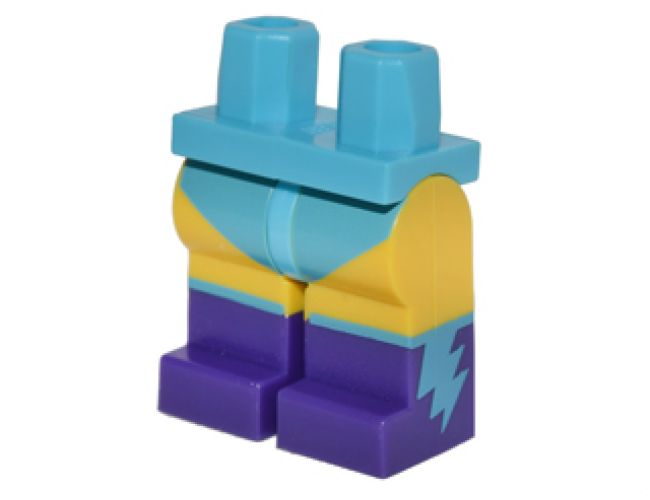 Hips and Yellow Legs with Medium Azure Swimsuit and Dark Purple Boots with Medium Azure Lightning Bolts Pattern