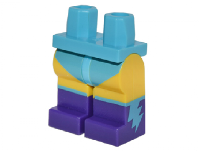 Hips and Yellow Legs with Medium Azure Swimsuit and Dark Purple Boots with Medium Azure Lightning Bolts Pattern