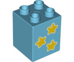 Duplo, Brick 2 x 2 x 2 with 3 Yellow Stars Pattern