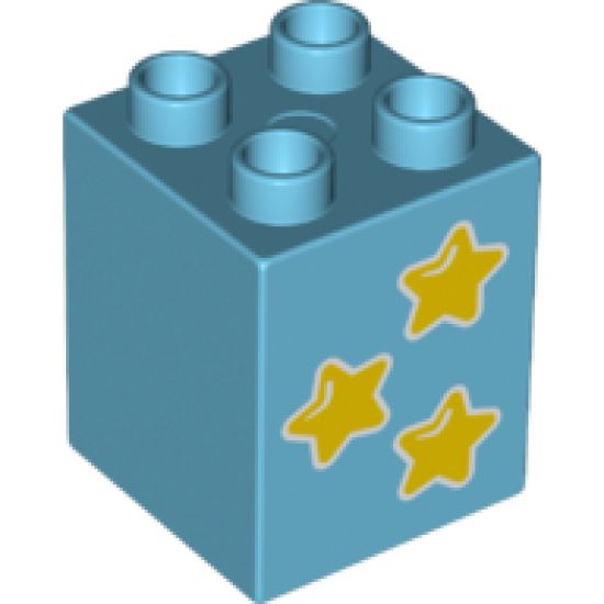 Duplo, Brick 2 x 2 x 2 with 3 Yellow Stars Pattern
