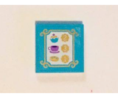 Tile 2 x 2 with Bakery Menu in Gold Frame with Swirls Pattern (Sticker) - Set 41101